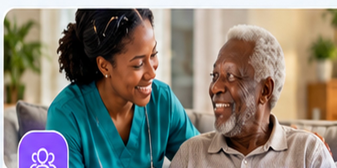 Illustrative photograph of a caregiver with an older adult